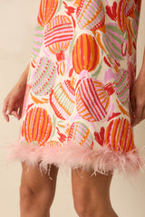 Prosperina Carlisle Pink Multi Cotton Ornament Print Shift Dress