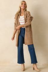 What's Left To Say Camel Brown Open Front Knit Cardigan