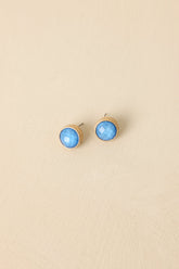 True Beauty Gold & Light Blue Stud Earrings