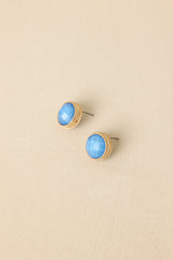 True Beauty Gold & Light Blue Stud Earrings