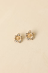 Oh, We're Glowing Gold Flower Stud Earrings