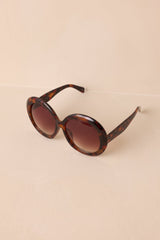 Happiness Comes In Waves Brown Tortoise Round Sunglasses