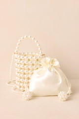 So Chic Ivory Faux Pearl Beaded Handbag