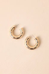 Chasing That Feeling Gold Textured Hoop Earrings