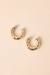 Chasing That Feeling Gold Textured Hoop Earrings