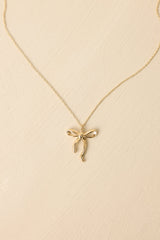 The Sweetest Detail Gold Bow Pendant Necklace