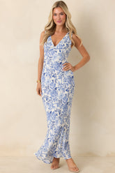 Catching Dreams Blue Floral Maxi Dress
