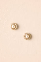 Slowly But Surely Ivory Pearl Gold Stud Earrings