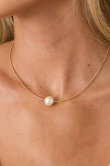 One & Only Gold Pearl Solitaire Necklace