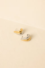 Twice as Chic Gold & Silver Two-Tone Sculptural Earrings