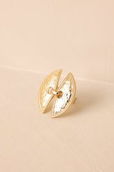 Sunset Hideaway Hammered Gold Adjustable Statement Ring