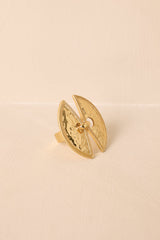 Sunset Hideaway Hammered Gold Adjustable Statement Ring