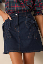 Feel The Rush Dark Wash Denim Mini Skirt