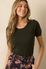 Cross Your Mind Dark Green Short Sleeve Sweater Top