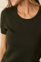 Cross Your Mind Dark Green Short Sleeve Sweater Top