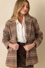 Timeless Type Brown Plaid Overcoat