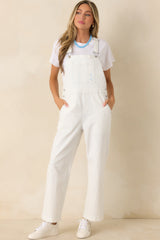 FRNCH Mermadia Ivory & Sky Blue Stripe Cotton Overalls