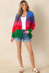 Color Me Happy Multi Colorblock Knit Cardigan