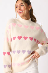 Hearts In Your Eyes Ivory Mock Neck Sweater