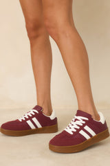 Chasing Chill Burgundy Faux Suede Lace-Up Sneakers