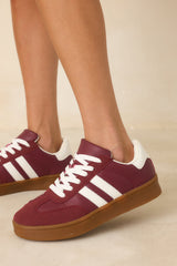 Chasing Chill Burgundy Faux Suede Lace-Up Sneakers