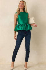 Prosperina Morrigan Emerald Green Peplum Top