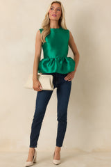 Prosperina Morrigan Emerald Green Peplum Top