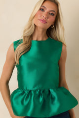 Prosperina Morrigan Emerald Green Peplum Top