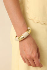 In Good Light Ivory & Gold Beaded Statement Bracelet