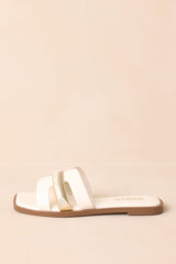 Starting The Day White Cut-Out Flat Slide Sandals