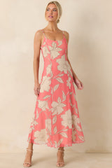 Z Supply Pink Coral Charisma Bloom Mesh Midi Dress