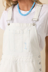 FRNCH Mermadia Ivory & Sky Blue Stripe Cotton Overalls