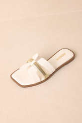 Starting The Day White Cut-Out Flat Slide Sandals