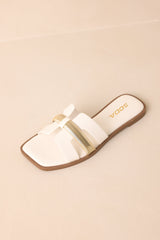 Starting The Day White Cut-Out Flat Slide Sandals