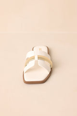 Starting The Day White Cut-Out Flat Slide Sandals