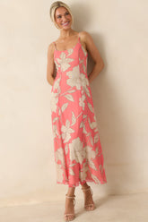 Z Supply Pink Coral Charisma Bloom Mesh Midi Dress