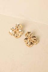 Oh, She Shines Gold Floral Statement Drop Earrings