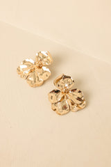 Oh, She Shines Gold Floral Statement Drop Earrings