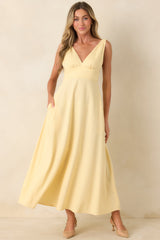 MINKPINK Kaia Butter Yellow Linen Blend Maxi Dress