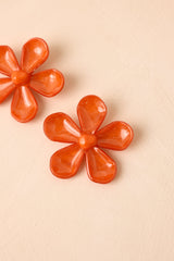 Say It Louder Orange Large Floral Statement Drop Earrings