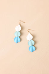 Cascading Joy Blue Sculpted Layered Petal Drop Earrings