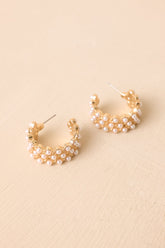 Pearls and Prosecco Gold Pearl Hoop Earrings