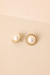 Timeless Sophistication Gold Pearl Round Stud Earrings