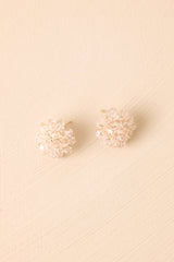 Dewdrop Blooms Crystal Beaded Floral Cluster Earrings