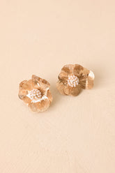 Tell Me Again Gold & Pearl Floral Statement Earrings
