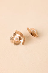 Tell Me Again Gold & Pearl Floral Statement Earrings