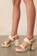 Nobody Else Natural & Gold Espadrille High Heel Platform Sandals