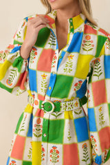 Prosperina Naomi Multi Floral Patchwork Linen Blend Maxi Dress