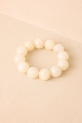 Oyster Moon Ivory Marbled Beaded Stretch Bracelet