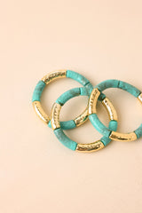 Cabana Glow Turquoise & Gold Slim Beaded Stretch Bracelet